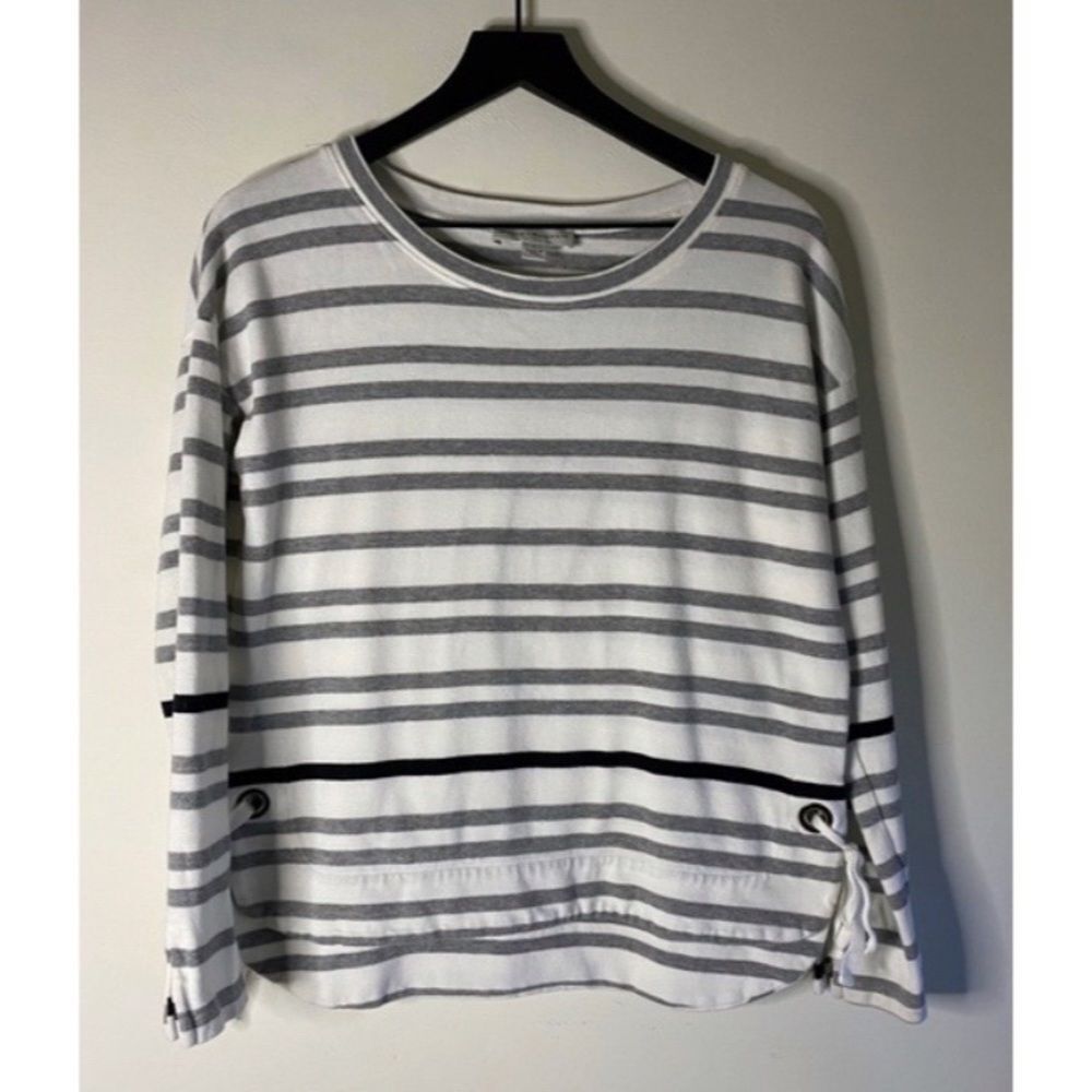 White + Warren Side Tie Striped Top Size S